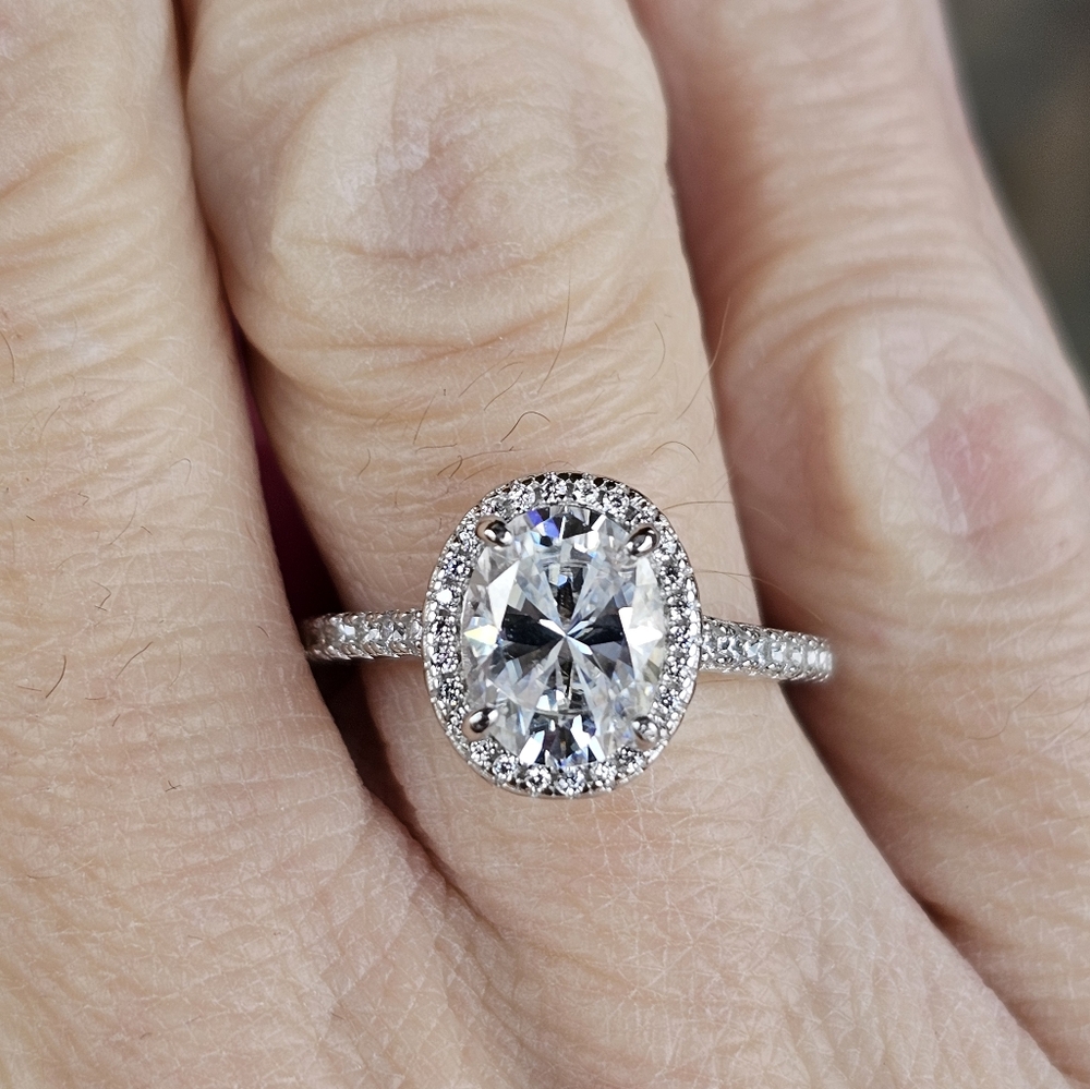 Certified GRA Moissanite Ring 18k White Gold over Sterling Silver Sz 8! … - Picture 14 of 17
